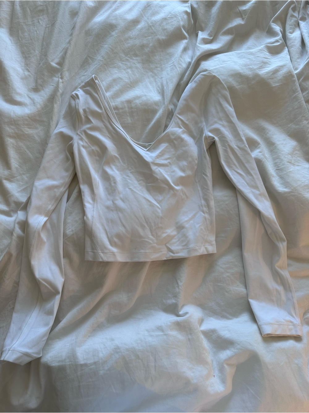 lululemon athletica White Long-Sleeve V-Neck Cropped Top